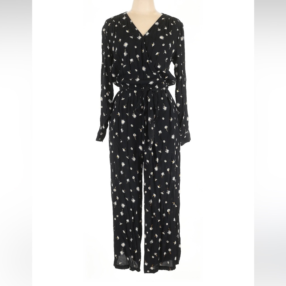 GAP Black Jumpsuit with White Floral Design